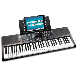 Rockjam 61-Key Compact Keyboard With Sheet Music Stand, Power Supply, Piano Note Stickers And Simply Piano Lessons