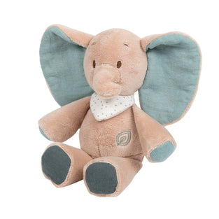 Nattou Mini-Cuddly Toy from Muslin-Cotton and Polyester, Elephant-Axel, With Rattle, Approx. 18 cm, Luna and Axel, Green/Beige