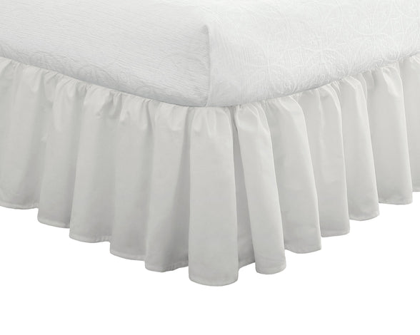 Fresh Ideas Bedding Ruffled Bed Skirt, Classic 14” Drop Length, Gathered Styling, Cali King, White