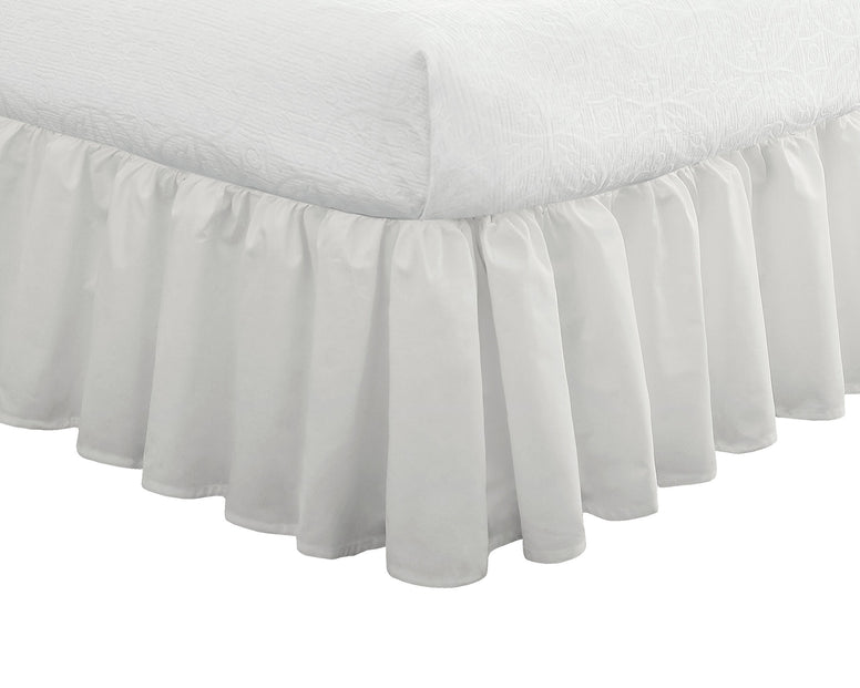 Fresh Ideas Bedding Ruffled Bed Skirt, Classic 14” Drop Length, Gathered Styling, Cali King, White