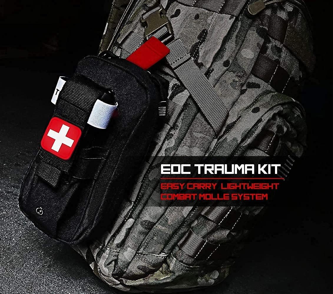 Upgrade 1000D Tourniquet Holder, VVIITOP Small Trauma Kit, Portable Tactical First Aid Pouch with Molle System IFAK Medical Pouch, Emergency EMT Med Kit for Camping and Hiking (Black)