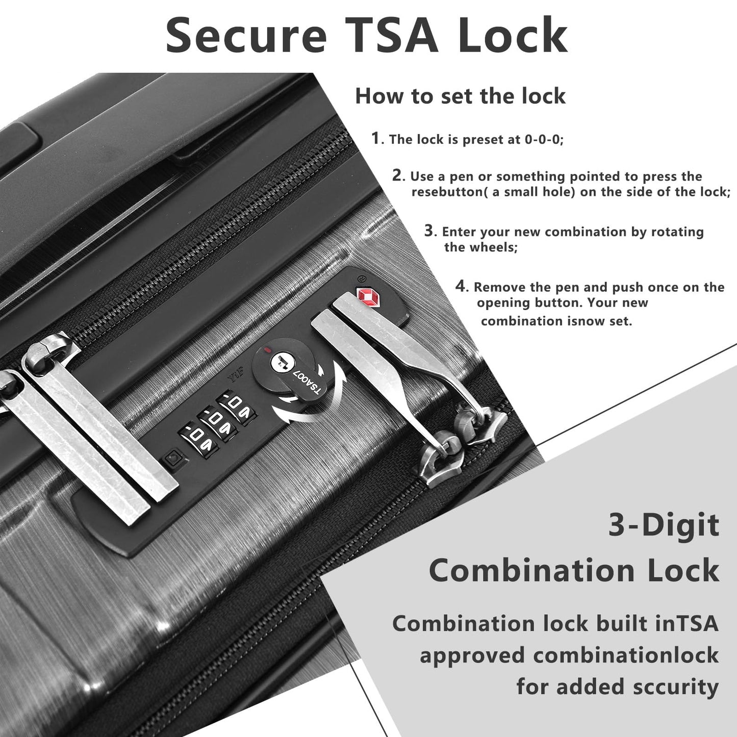Carry On 55x35x23cm Cabin Luggage 20 Inch with Front Compartment, Lightweight ABS+PC Hardshell Suitcase with Dual Control TSA Lock, YKK Zipper, 4 Spinner Silent Wheels, Silver Grey