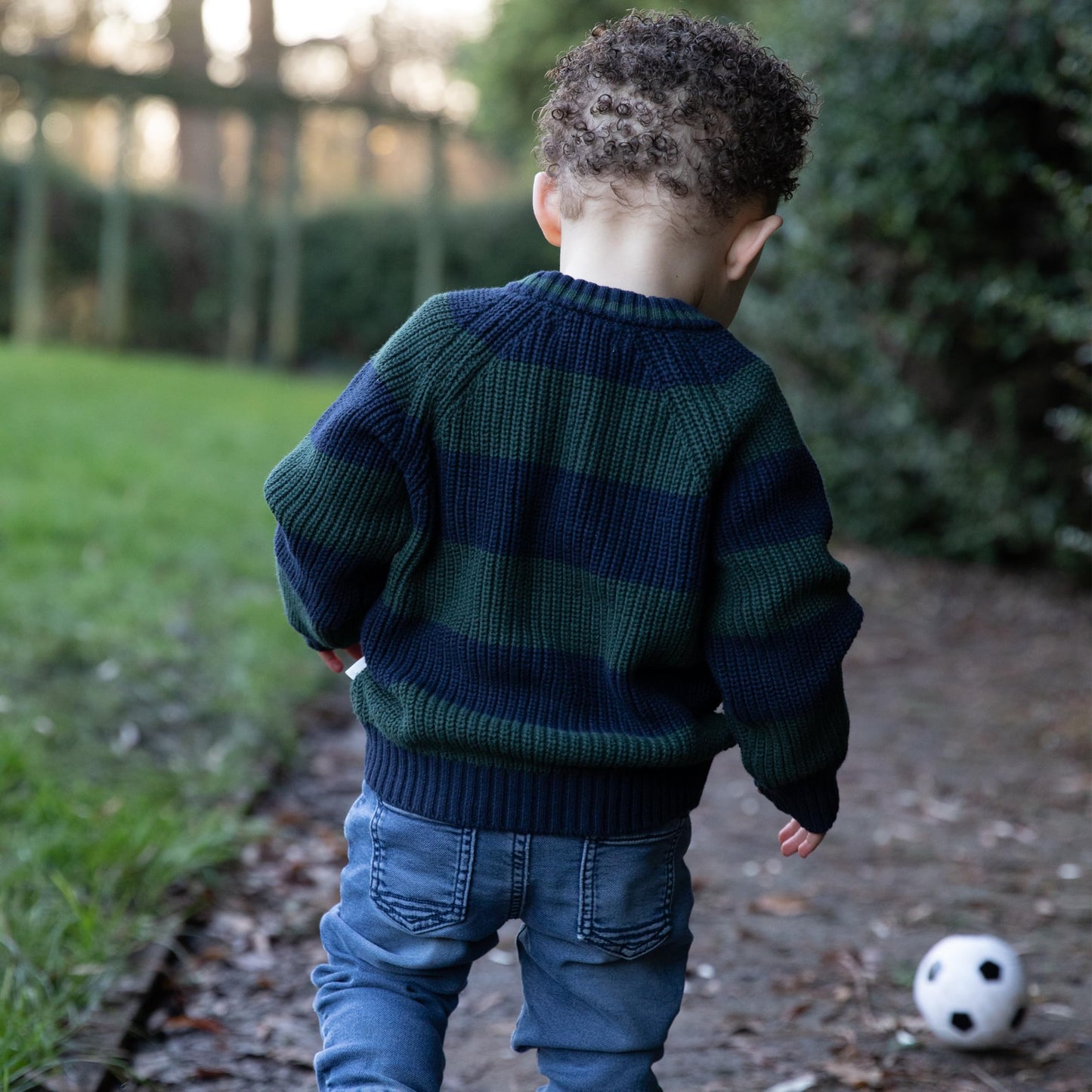 Australian-Designed Green & Blue Stripe Cotton Sweater for Toddler Boys (3-6 Months)