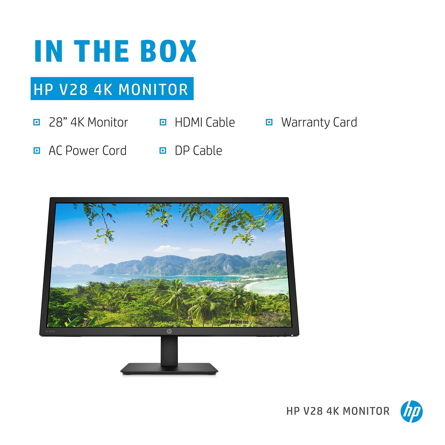 HP V28 4K Monitor - Computer Monitor with 28-inch Diagonal Display, 3840 x 2160 at 60 Hz, and 1ms Response Time - AMD Freesync Technology - Dual HDMI and DisplayPort - Low Blue Light - 8WH57AA#ABA