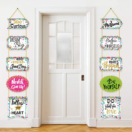 Classroom Decoration Banner Motivation Positive Porch Sign Confetti Positive Sayings Accents for Classroom Bulletin Board Decorations, Office, Home, Nursery Decoration