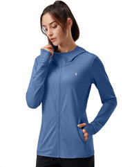 Soothfeel Women's UPF 50+ Sun Protection Hoodie Jacket Lightweight Long Sleeve Sun Shirt for Women with Pocket Hiking Outdoor