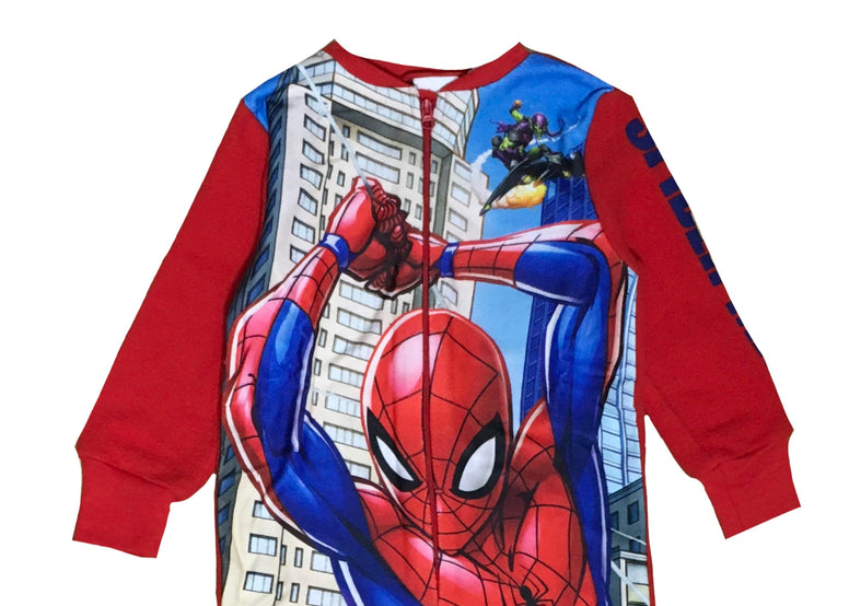 Marvel Spiderman Ultimate Kids Boys Fleece All in One Pyjamas Avengers Sleepsuit Onezee 2-3 Years