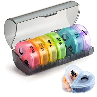Weekly Pill Organiser 7 Day 2 Times a Day, Large Daily Pill Cases for Pills/Vitamin/Fish Oil/Supplements (Black Box)
