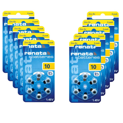 Renata Hearing Aid Battery ZA10 - Box of 60 Pieces