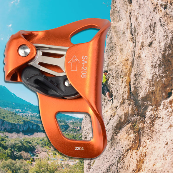 S.E.PEAK Upgraded Climbing Chest Ascender CE Certified Strong Rappelling Gear Equipment W/Sharp Stainless Teeth for Rock Climbing, Tree Arborist, Rescue Caving, Mountaineering, 8~13MM Rope