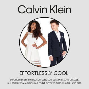 Calvin Klein Boys' Flat-Front Bi-Stretch Dress Pant, Straight Leg Fit & Hemmed Bottom, Belt Loops & Functional Front Pockets Size 5