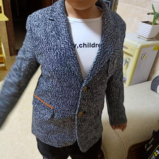 2024 Boys Blazer Tweed Dress Suit Jacket Slim Fit Sport Coat Kids Formal Wear for Family Holiday Outfits 6y