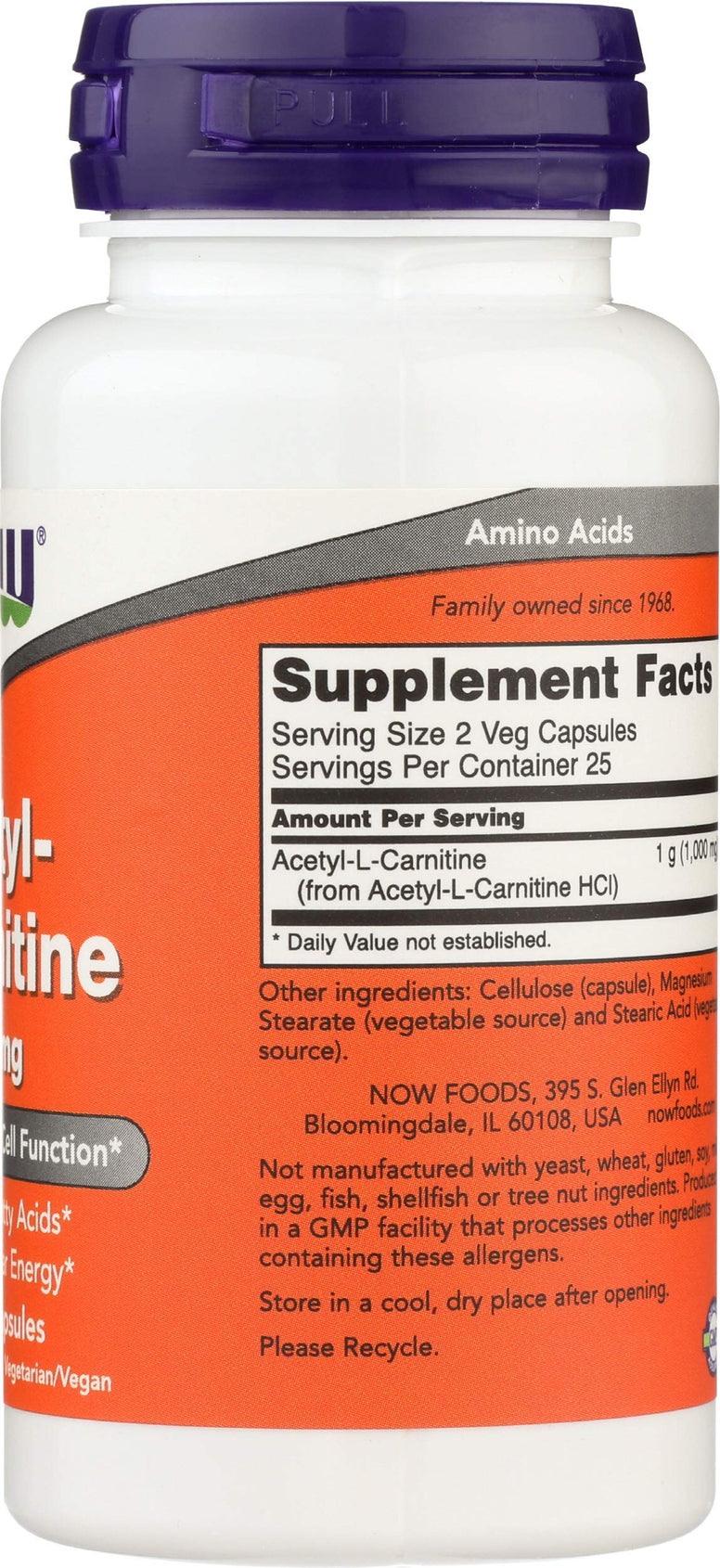 NOW Foods Acetyl-L Carnitine, 50 Caps (500 mg)