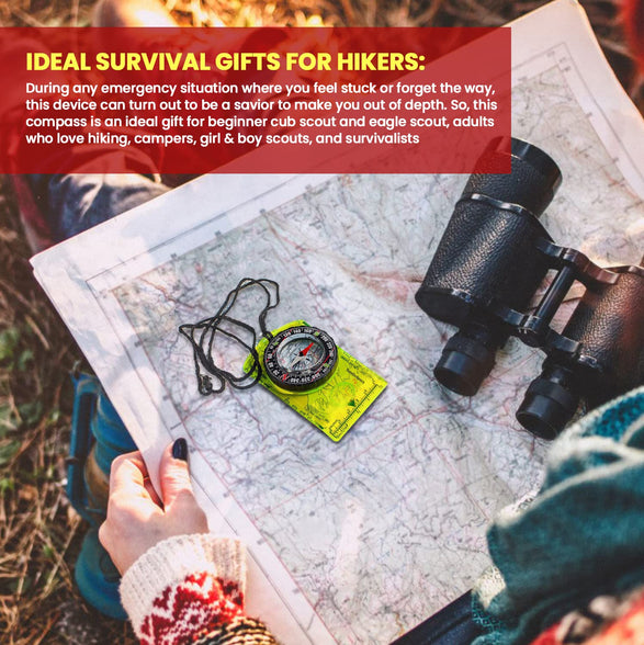 Orienteering Compass - Hiking Backpacking Compass - Advanced Scout Compass Camping and Navigation - Boy Scout Compass Kids - Professional Field Compass for Map Reading - Best Survival Gifts