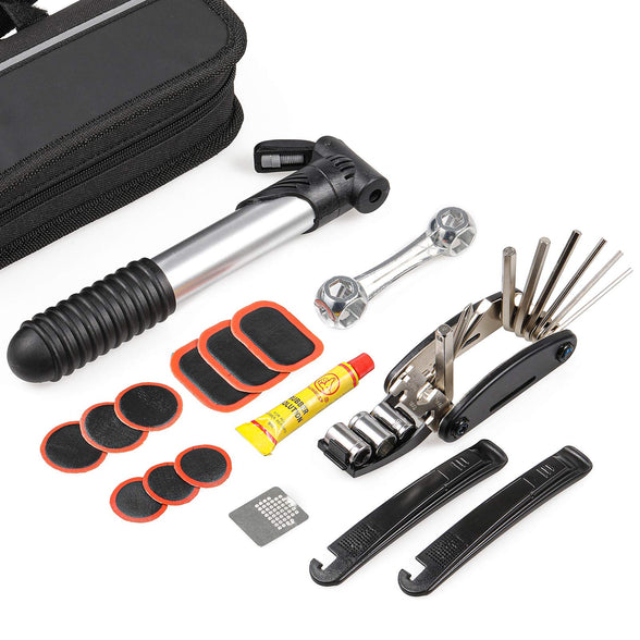 Vihir Bike Repair Kit-Bicycle Tool kit with Pump and Bag, Bike Tire Repair Kit with 2 Sizes of Tire Patches16 in 1 Bike Multi-Tool, and Tyre Levers for Home Bike/Mountain Bike