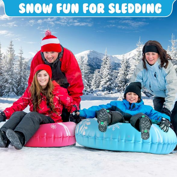 ZMLM Inflatable Snow-Tube Sled for Kids: 2 Pack Snow Sled Heavy Duty Sledding Tube with Handles & Bottom Winter Outdoor Sports Toys Activities for Family Toddler Boys Girls Christmas Birthday Gift
