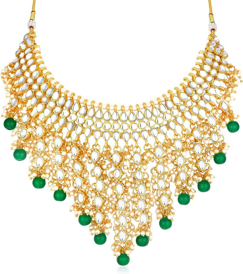 Sukkhi Lavish Pearl Gold Plated Wedding Jewellery Kundan Choker Necklace Set for Women (N73509)