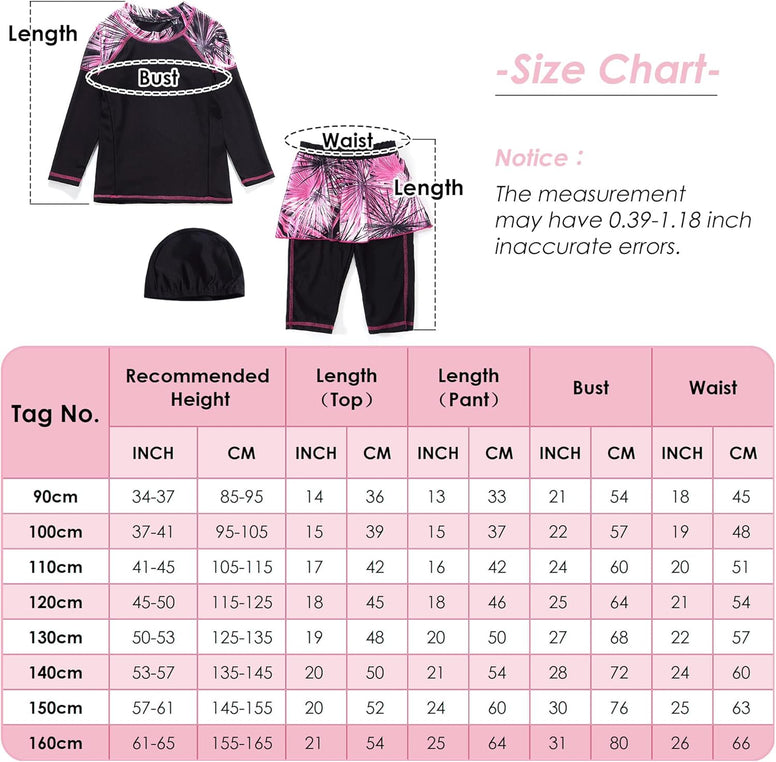 Maeau Muslim Swimsuit for Kids Girls Full Cover Islamic Bathing Suit Hijab Burkini Swimwear