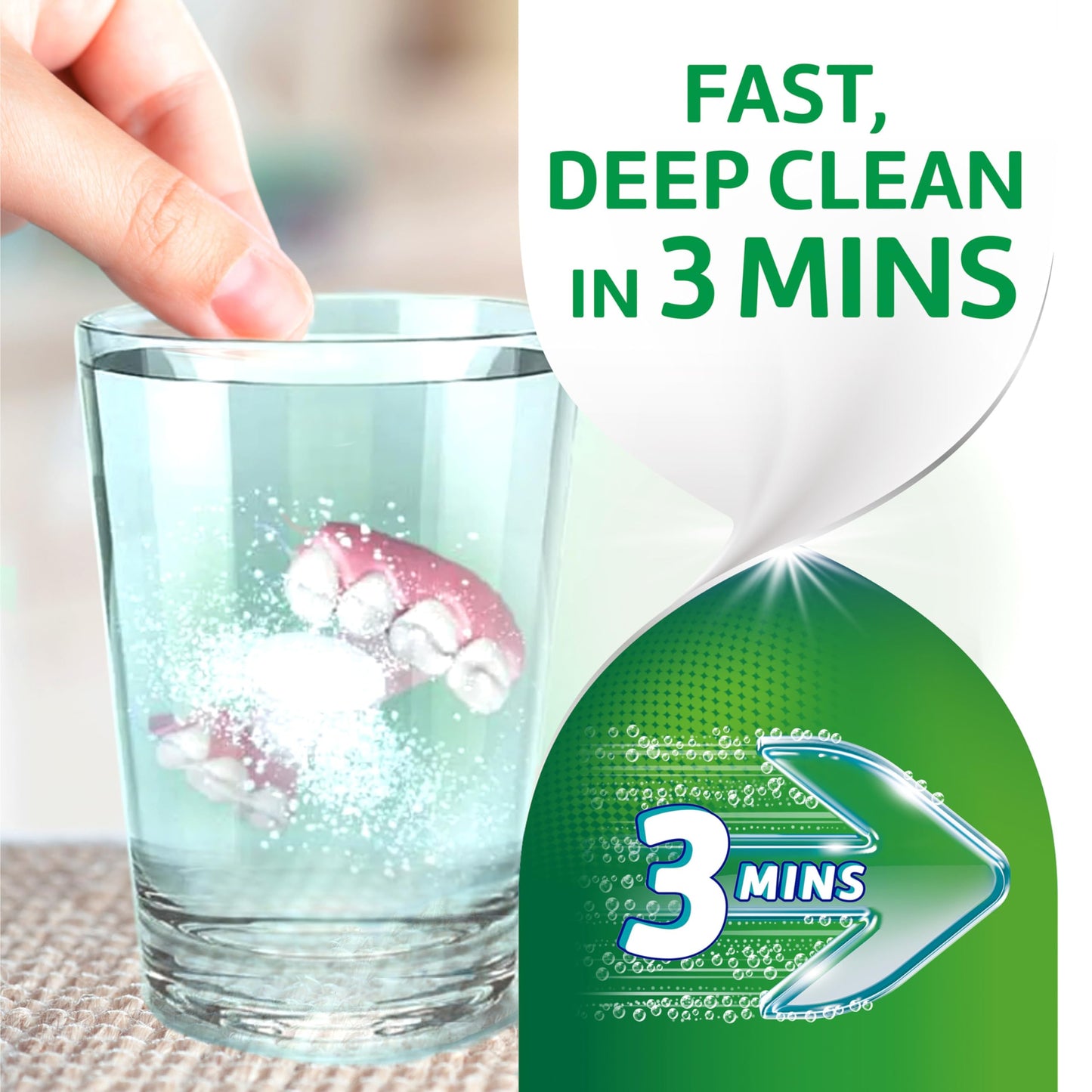 Polident 3-Minute Antibacterial Denture Cleanser - Mint, 3 Minute Whitening, 120 Count