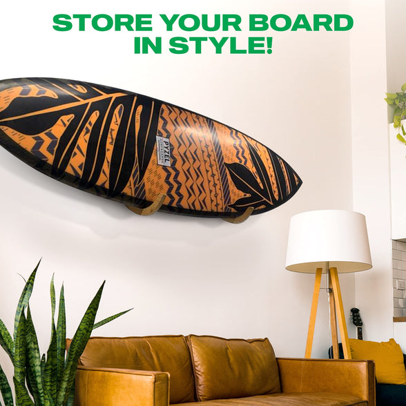 COR Surf Surfboard Wall Rack for Longboards and Shortboards | Beautiful Wood Wall Display Mount Works Indoor and Outdoor