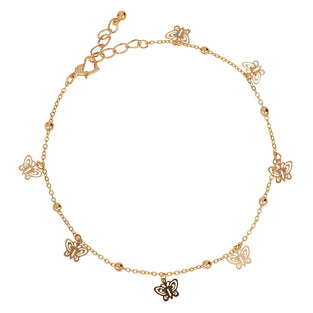 Alwan Gold Plated Anklet with Butterflies for Women - EE3807_G