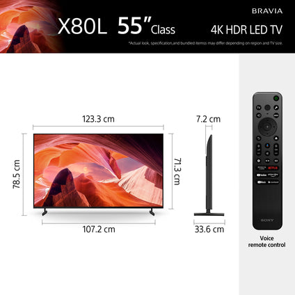 Sony X80L 55 Inch TV-KD-55X80L: 4K UHD LED Smart Google TV 2023 Model