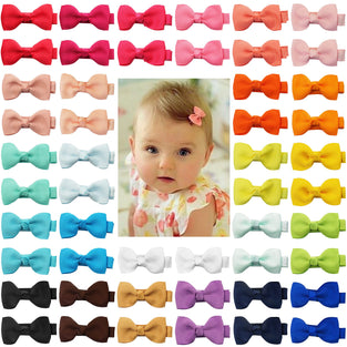 Baby Hair Clips CELLOT 50 Pieces 25 Colors in Pairs Baby Girls Fully Lined Baby Bows Hair Pins Tiny 2