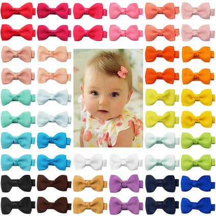 Baby Hair Clips CELLOT 50 Pieces 25 Colors in Pairs Baby Girls Fully Lined Baby Bows Hair Pins Tiny 2