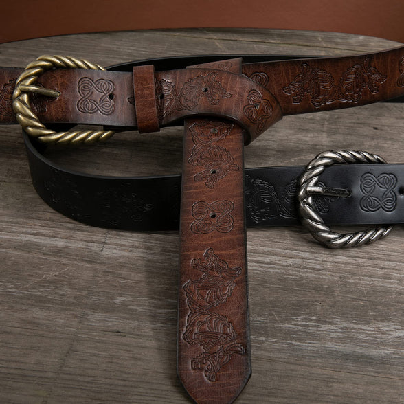 Medieval Faux Leather Belt, Renaissance Knight Belt, Viking Dragon Pattern Embossed Belts, Vintage Cosplay Costume Accessories for Men