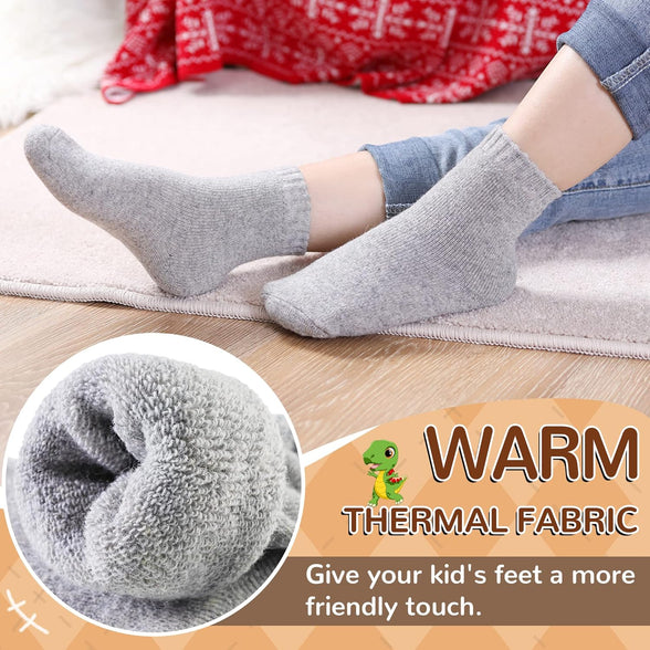 Kids Boys Girls Slipper Socks Warm Thick Fuzzy Fleece Lined Winter Cartoon Thermal Anti-Slip Soft Children's Home Floor Socks