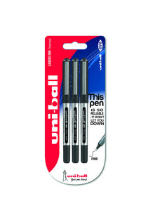 uni-ball 153486285 UB-150 Eye Micro Rollerball Pens, Black Uni Super Ink.5mm Nib, Package of 3