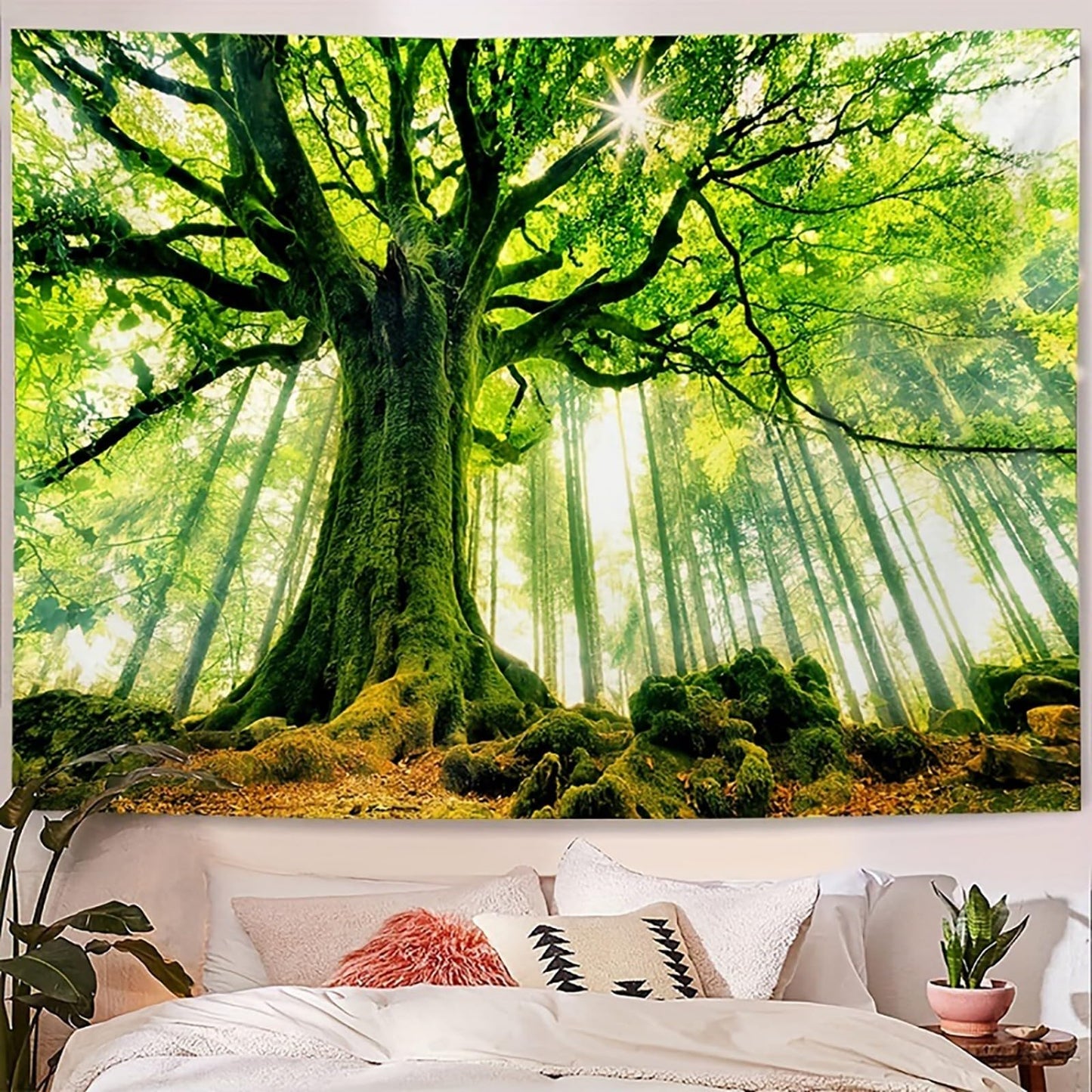 ENJOHOS Wall Tapestry for Living Room Bedroom Tapestry Wall Hanging Large 3D Wall Art Covering（W79 x T59,Green Tapestry）