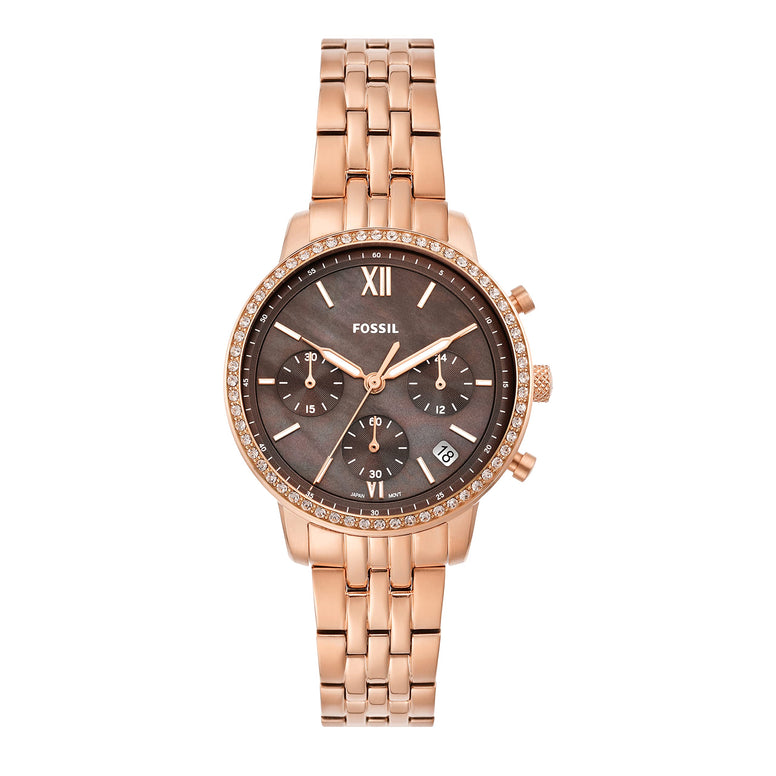 Fossil Women's Neutra Stainless Steel Quartz Chronograph Watch, Rose Gold, One Size, Neutra Chronograph Watch - ES5218