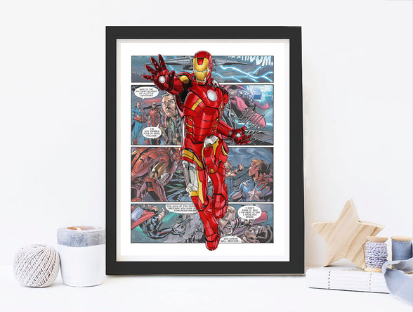 Superhero Avengers Watercolor Posters Prints Pictures Wall Art Decor Decorations Gifts Merch Comics Characters for Boys Room Nursery Kids Rooms Bedrooms Toddlers Teens Bathrooms Girls Rooms - 8x10