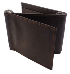 AG Wallets Men's Cowhide Trifold/Bifold Double Money Clip Wallet (Z Money Clip) Brown