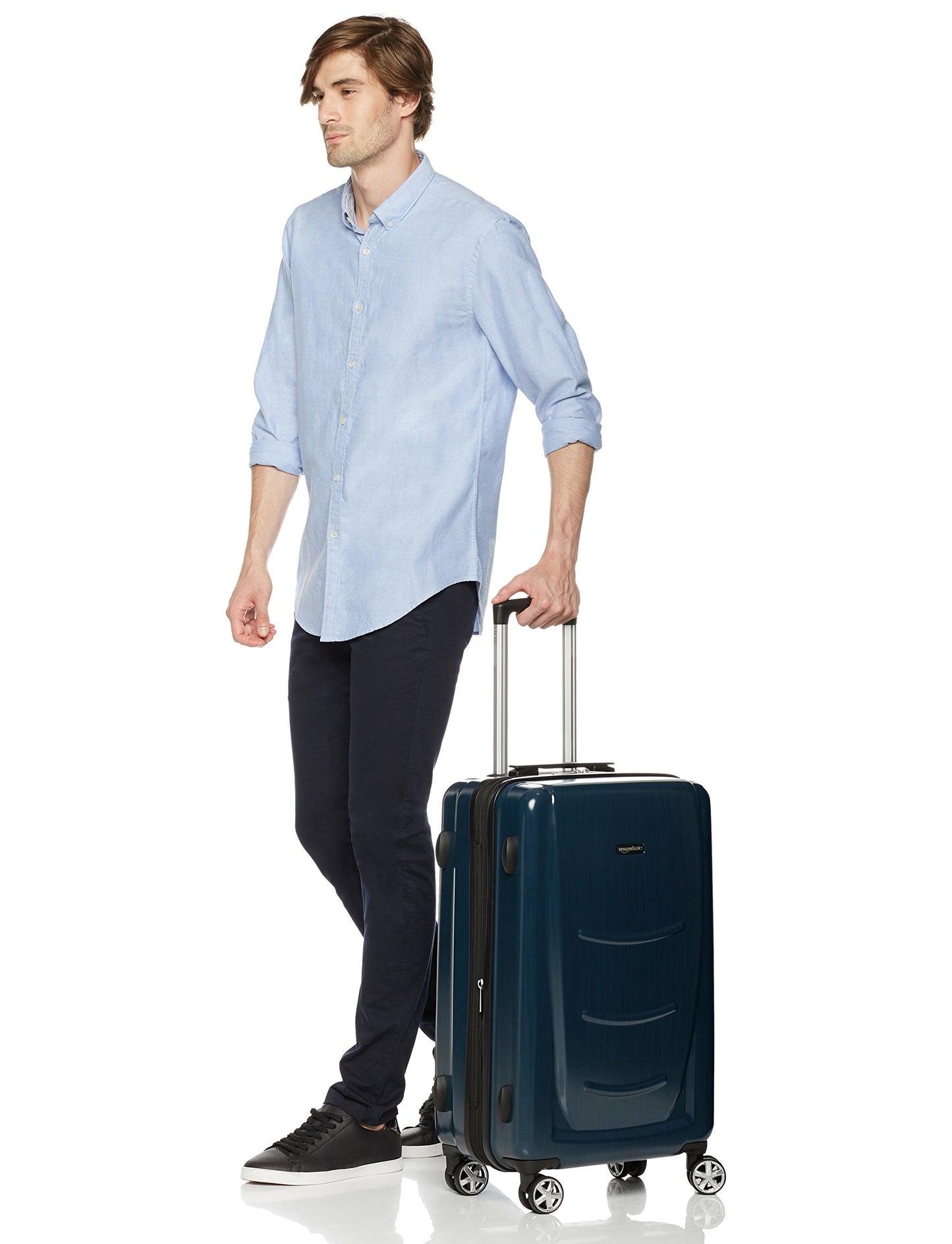 Metro Muscat Basics Hardshell Spinner Luggage - 24 inch (Material: ABS+ Polycarbonate), Navy Blue