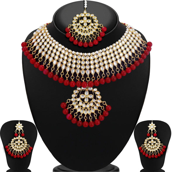 Sukkhi Glorious Kundan Gold Plated Choker Necklace Set for Women (N73542_D1)