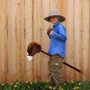 Linzy Plush 36'' Unicorn Riding Stick, with Galloping Sounds, Adjustable Telescopic Stick, Adjust to 3 Different Sizes, Kids of Different Ages, Dark Brown (A-20216DB)