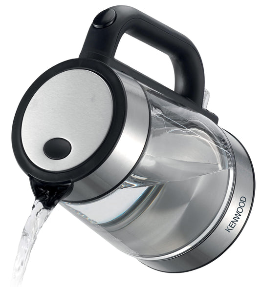 KENWOOD Glass Kettle 1.7L Cordless Electric Kettle 2200W with Auto Shut-Off & Removable Mesh Filter ZJG08.000CL Clear/Silver/Black