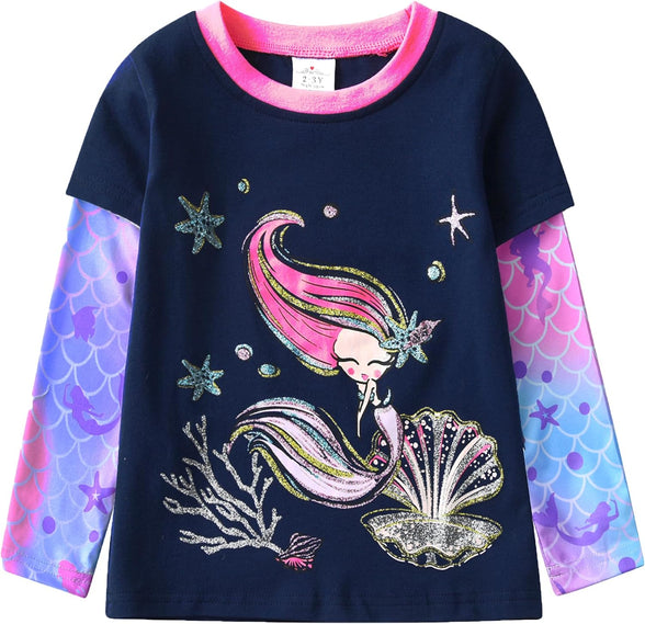 VIKITA Little Girls Cute Flower Long Sleeve T-Shirt Top for 1-8 Years