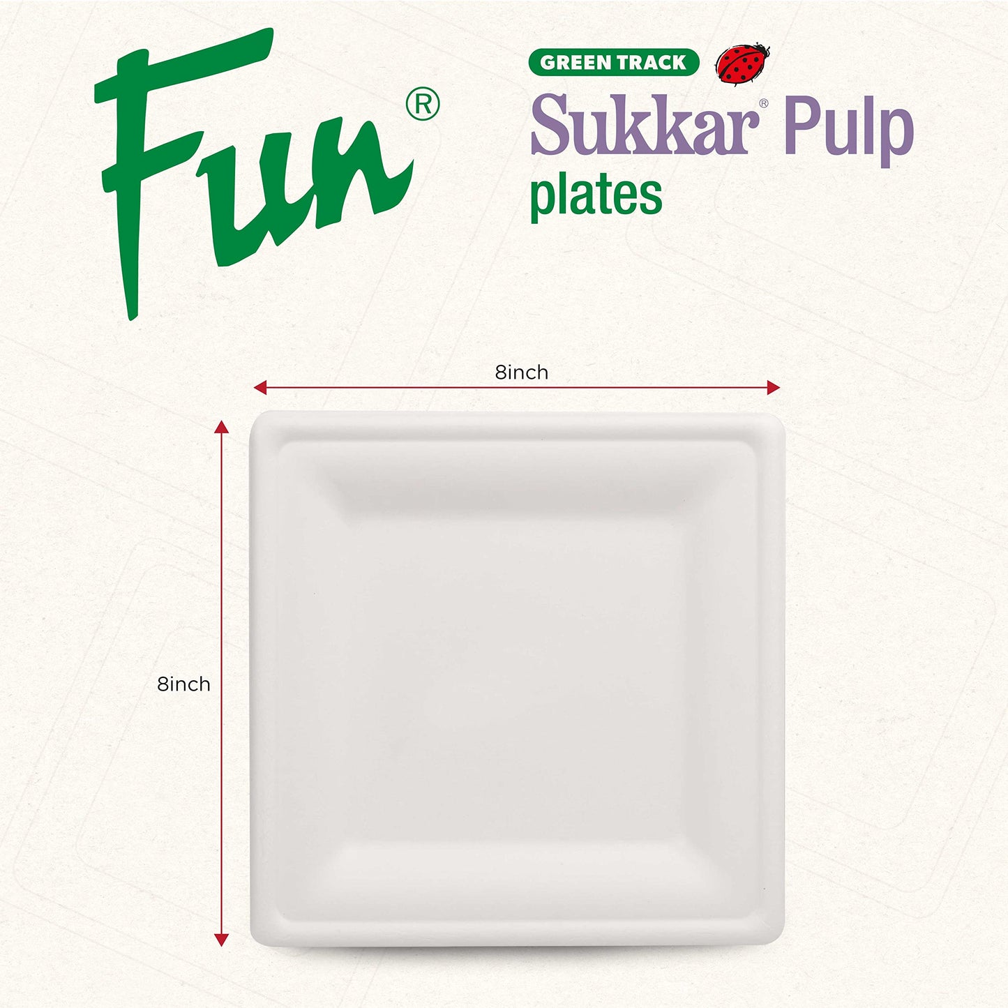 Fun Sukkar Pulp Square Plate 8x8 inch Eco-Friendly Disposable Dinnerware white for party, Camping,Compostable,Recyclable and biodegradable Picnic Plates (Pack of 10)