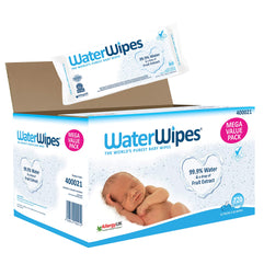 Waterwipes Mega Value Box Baby Wipes Pack Of 12 Pouches X 60 Sheets, 720 Wipes, White