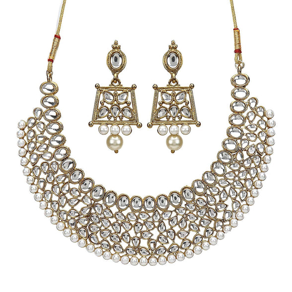 YouBella Stylish Traditional Party Wear Jewellery Gold Plated Jewellery Set for Women (Golden) (YBNK_5562)