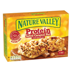 Nature Valley Protein Bar Box of 4 Bars, Salted Caramel & Nuts, High Protein Energy Bar, Low carb, Low Sugar, No Artificial Colors, Flavors And Preservatives & Gluten Free