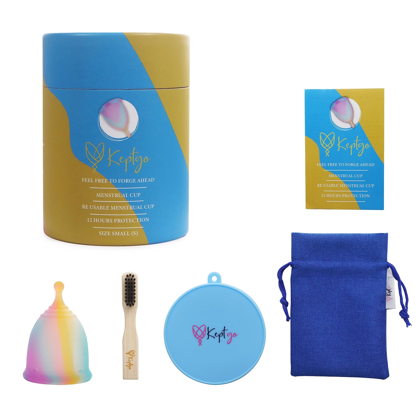 Keptgo Reusable Menstrual Cup With Sterilizer & Brush | Ultra Soft Odour & Rash Free | 100% Medical Grade Silicone | No Leakage | Protection for Up to 10-12 Hours | US FDA Registered - small (Small)