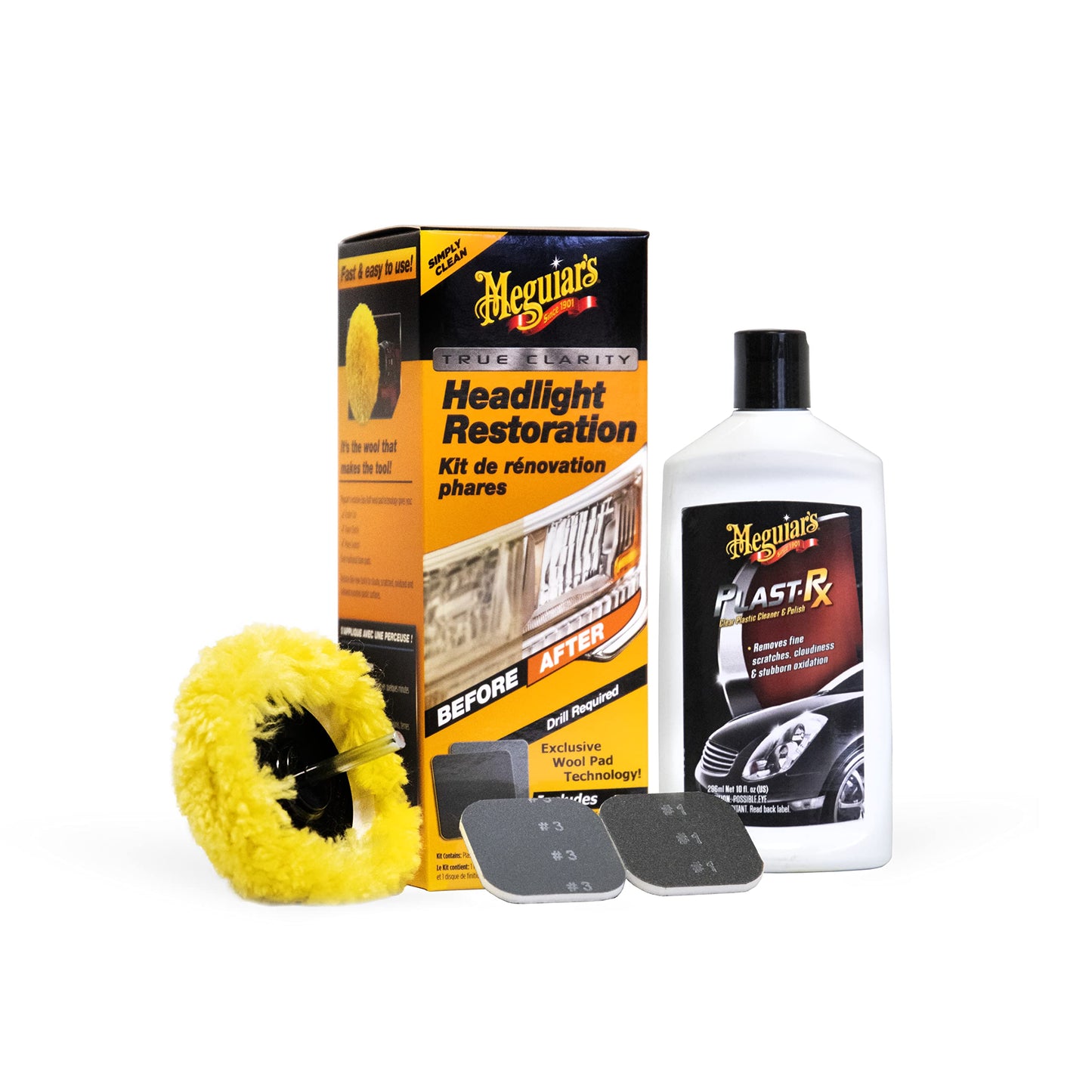 Meguiar's G1900KEU One-Step Car Headlight Restoration Kit for oxidised & yellowed headlights