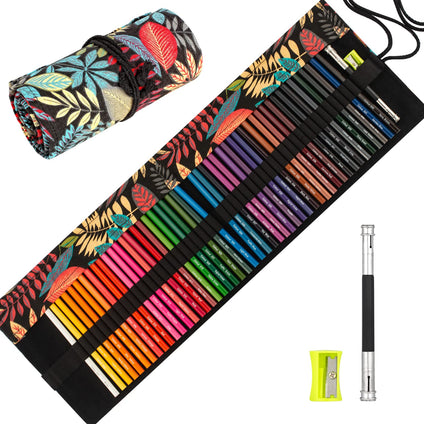 Colored Pencils Set with Canvas Wrap for Drawing Adult Coloring Books Artist Beginner Teens School Travel Birthday Gifts Art Drawing Supplies, Oil based Color Pencils