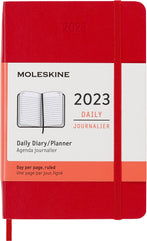 Moleskine 12-Month Daily Planner 2023, Diary Soft Cover and Elastic Closure, Pocket Size 9 x 14 cm, Colour Scarlet Red