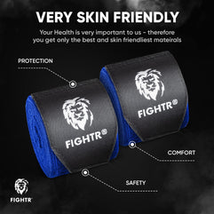 FIGHTR® Premium Handwraps 160 inches semi Elastic Hand Wraps with Thumb Loop for Boxing, MMA, Muay Thai and Other Martial Arts 4m for Men & Women (Blue)