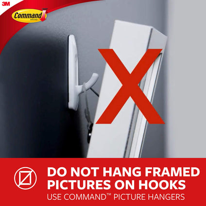 Command 17600B-ES Bathroom Hook with Water-Resistant Strips, Large, Holds 3.4 kg, each hook, white color, Decorate Damage-Free, 1 hook and 2 strips/pack